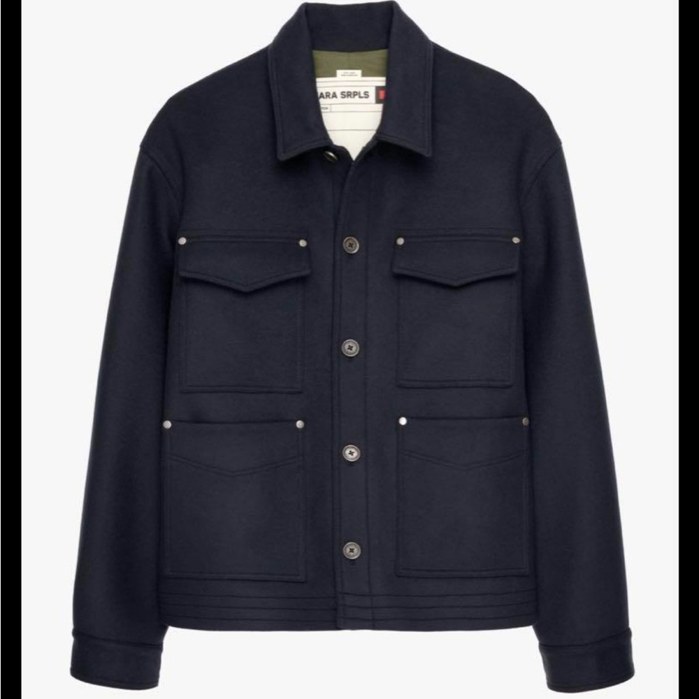 Zara SRPLS Navy Blue Shirt Jacket